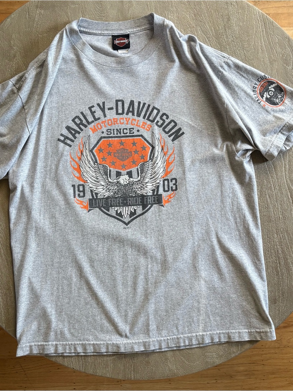 Harley-Davidson Heather Gray Short Sleeve Tee with Orange Graphic
